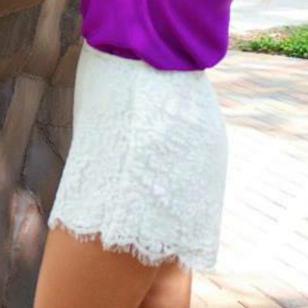 Keepsake high waisted white lace shorts